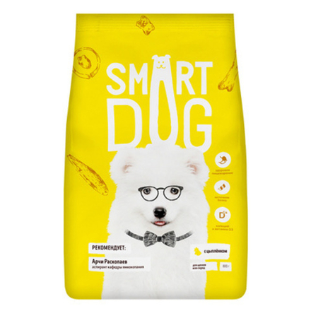 Smart Dog 3кг Сухой корм для щенков всех пород Цыпленок