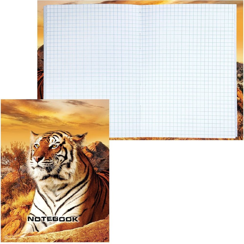 Блокнот МАЛЫЙ ФОРМАТ (110х147 мм) А6, 80 л., твердый переплет, ламинированная обложка, клетка, STAFF, "Тигровый", 120949