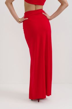Юбка из вискозы с перекрутом красного цвета