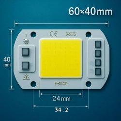 Светодиодная матрица 50 Вт, Холодный белый, 2 шт