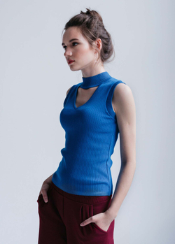 Топ трикотажный Lapis Blue с чокером из вискозы