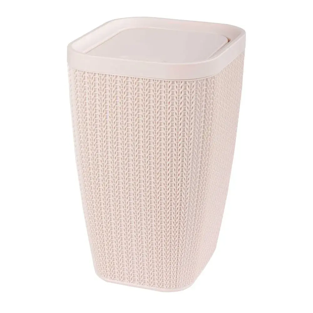 Контейнер д/мусора Вязаное плетение 10л (бежевый) (комплект 3 шт)