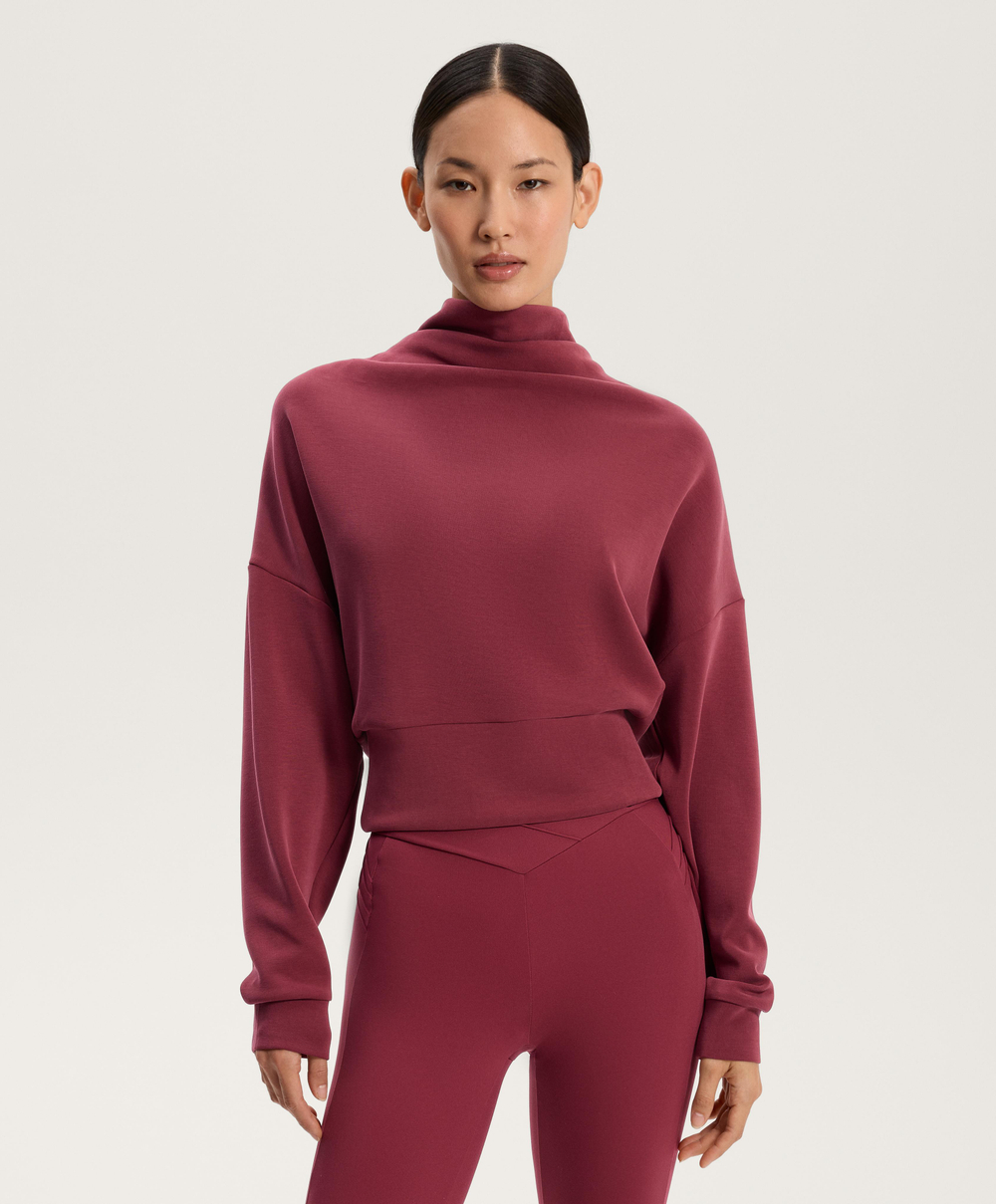 Oysho Толстовка с воротником-стойкой из мягкого модала, сливовый