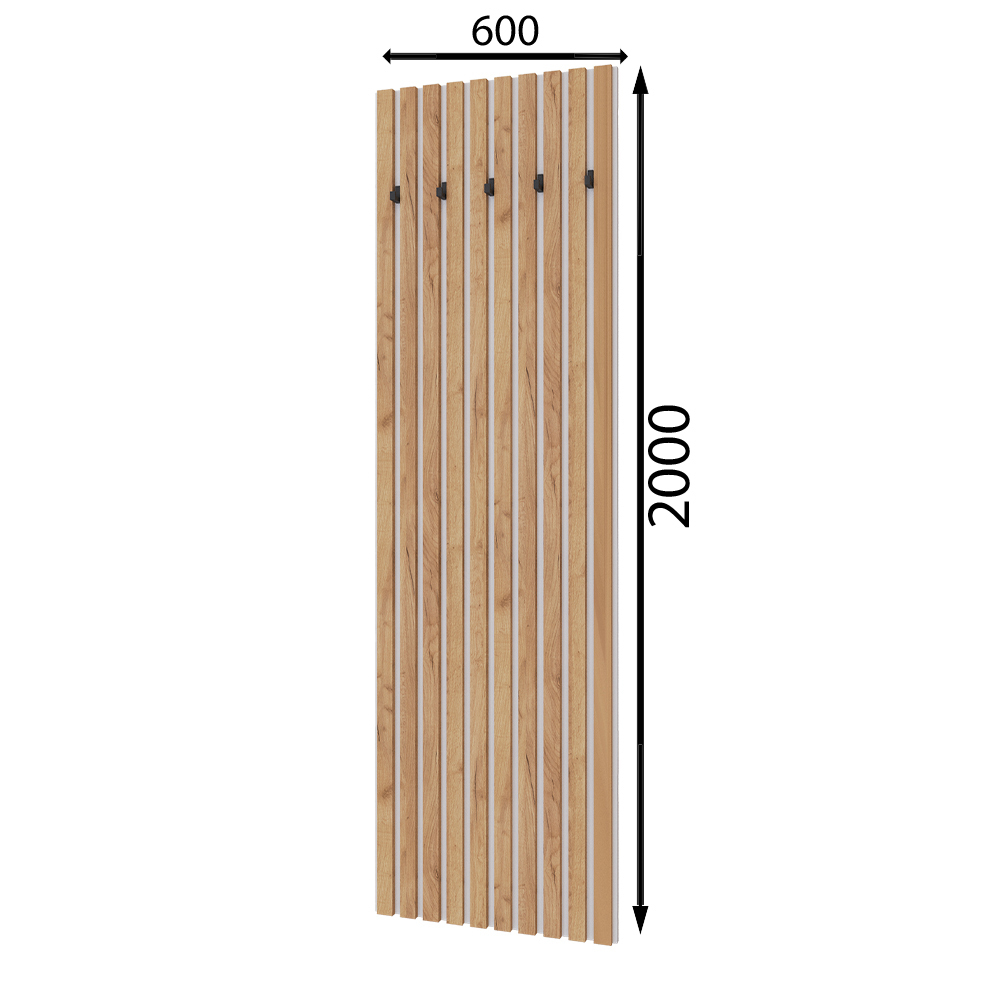 Вешалка Кано 600 КПВ-2, Белый, Дуб Крафт Золотой