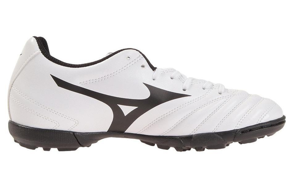 Mizuno round head lace-up TF (glue broken nails) synthetic leather non-slip wear-resistant football shoes men's white and black