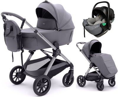 Коляска Agex Prima Pro 3 в 1 с автокреслом i-Safe S Grey APS214 Sora серый