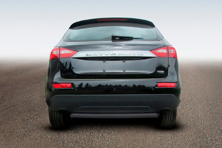 Защита заднего бампера Zotye T600 (2013-2023) d57 радиусная серебристая