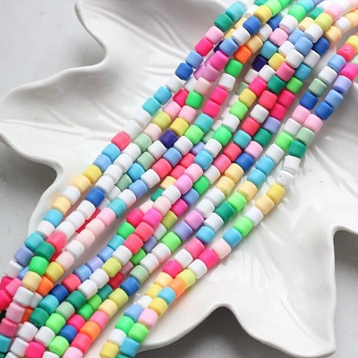 К006 Нить каучуковых бусин, цилиндр, 6 мм, разноцветный, 39см