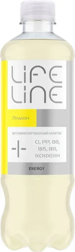 Напиток LifeLine с витаминами, Energy, лимон, без газа 0,5 л