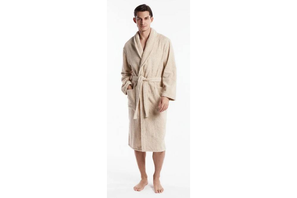Халат махровый мужской Home One темно-бежевый, размер 48