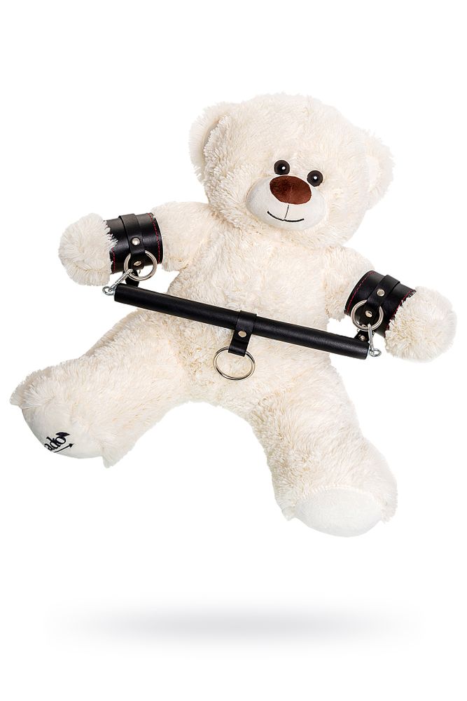 Бондажный набор Pecado BDSM, «Медведь белый», распорка, наручники, натуральная кожа, черный