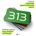Номер на дверь 313, табличка на дверь для офиса, квартиры, кабинета, аудитории, склада, зеленая 120х70 мм, Айдентика Технолоджи
