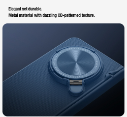 Чехол синего цвета с откидной защитной крышкой для камеры на OPPO Find N5 от Nillkin, серия Super Frosted Shield Prop