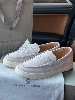 Лоферы Brunello Cucinelli мужские замшевые бежевого цвета