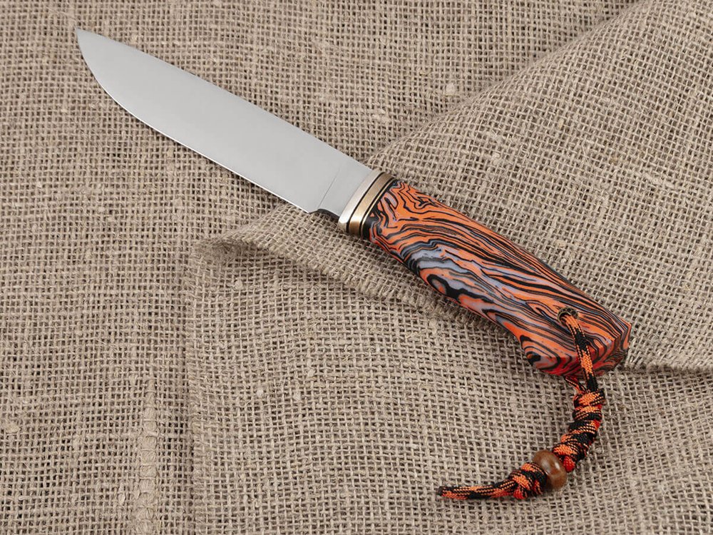 Нож для бушкрафта "Гектор", сталь VG-10/Elmax, рукоять микарта (оранжевая)