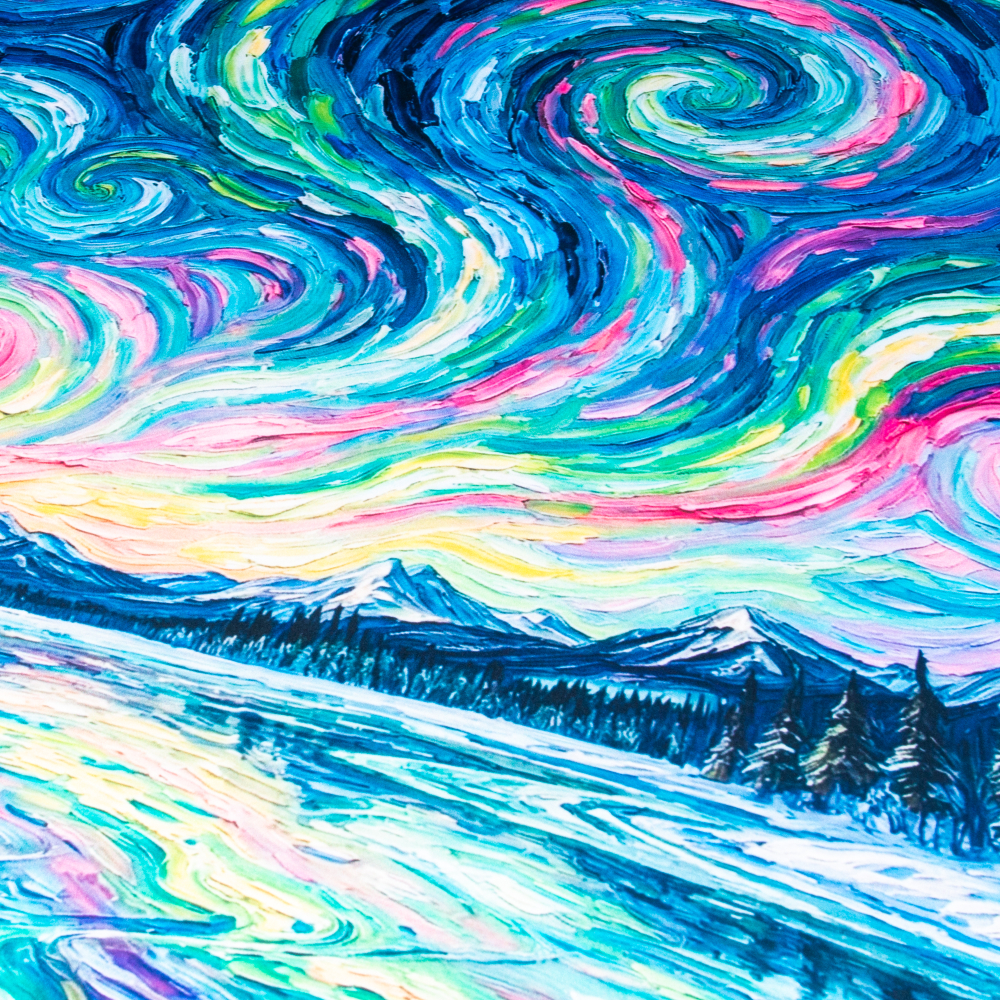 Шейный платок «Северное сияние Ван Гога», 70×70 см