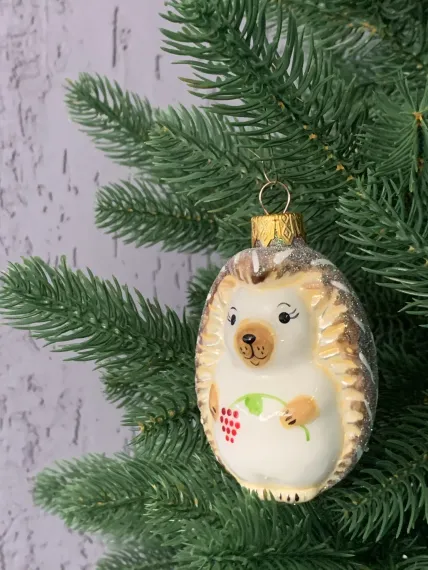 Елочное украшение Ежик с малиной, стекло, Витус (А380)