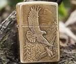 Зажигалка золотистая матовая Zippo Where Eagles Dare Emblem №20854 с покрытием Brushed Brass