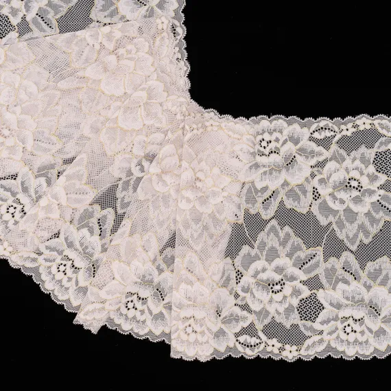 Кружево эластичное пыльно-розовое/золото 21 см, Китай