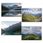 Альбом для рисования 28,5 *19,0 с 24л., Alingar, на скрепке, мелованный картон (стандарт) 210г/м2, офсет 100 г/м2, "Природа", 4 дизайна в пленке т/у