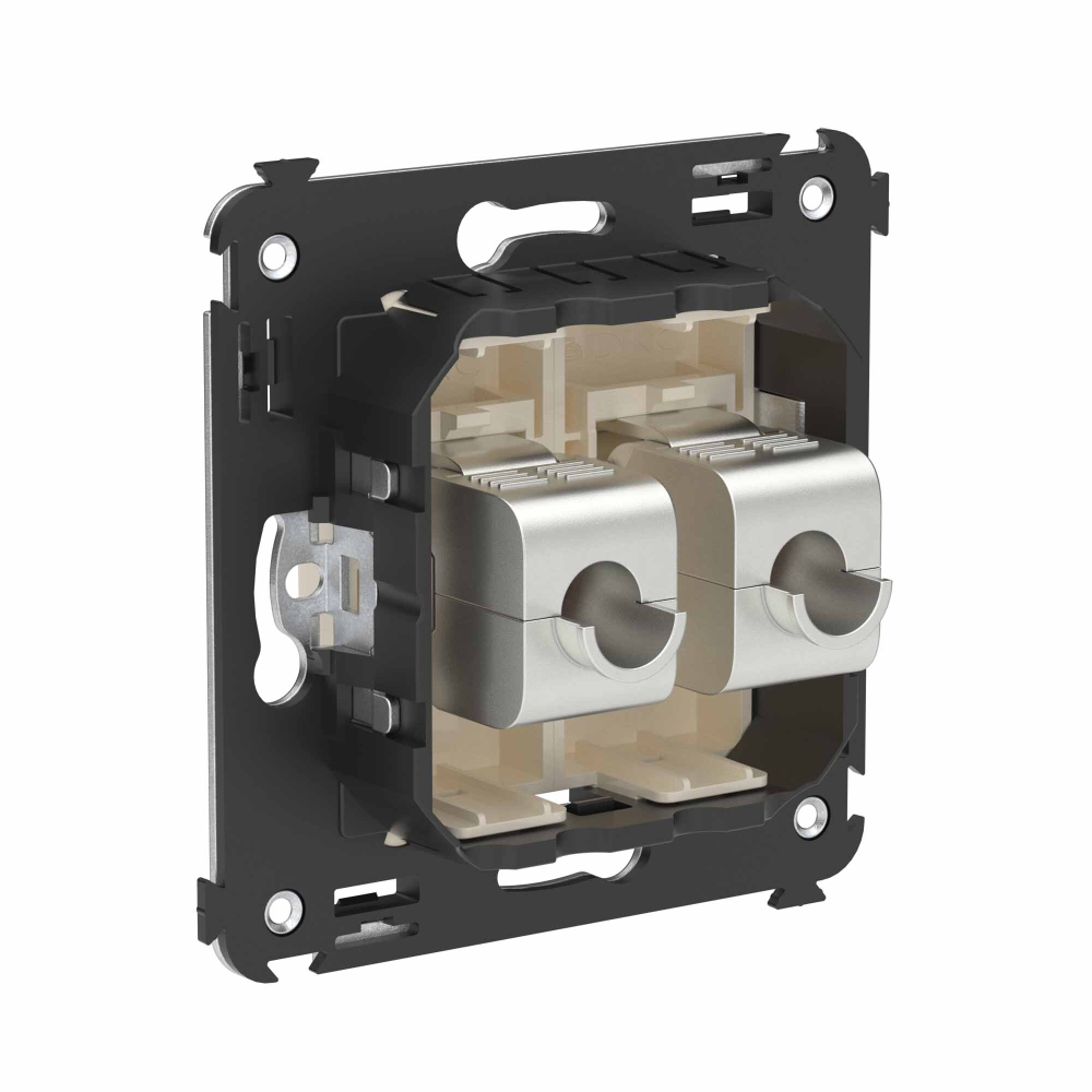 Компьютерная розетка RJ-45 без шторки в стену, кат.6А двойная экранированная, "Avanti", "Ванильная дымка"