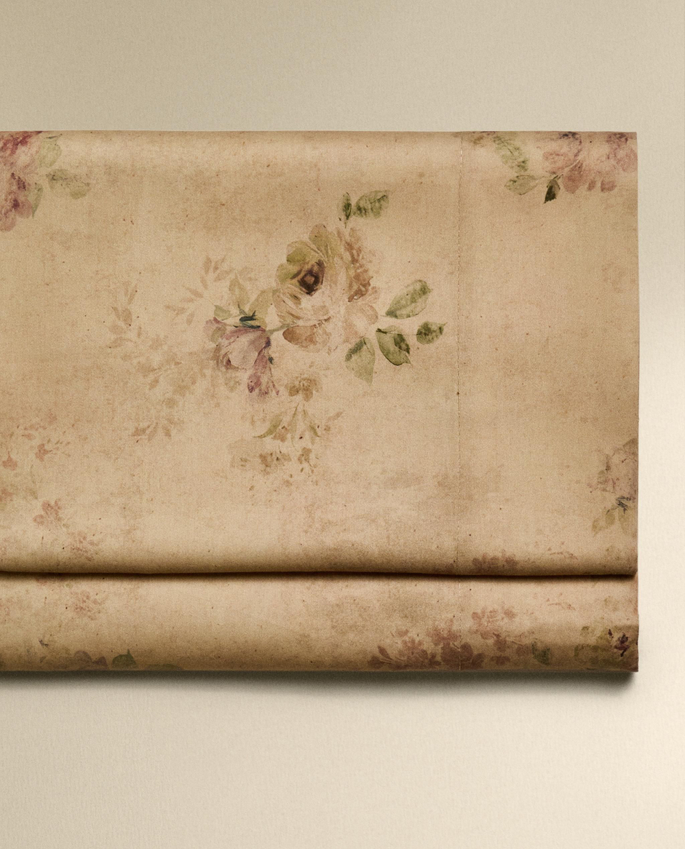 Zara Home - Атласная простыня с цветочным рисунком, охра, 270x280 см