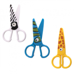 Ножницы детские, Alingar, 12 см, пластик. ручка, пластик. лезвия, закруг концы, принт на лезвии, "Funny animals", ассорти, европодвес