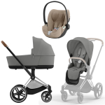 Коляска 3 в 1 Cybex Priam IV Chrome Brown complete и автокресло Cloud T i-Size Cozy Beige Plus Mirage Grey