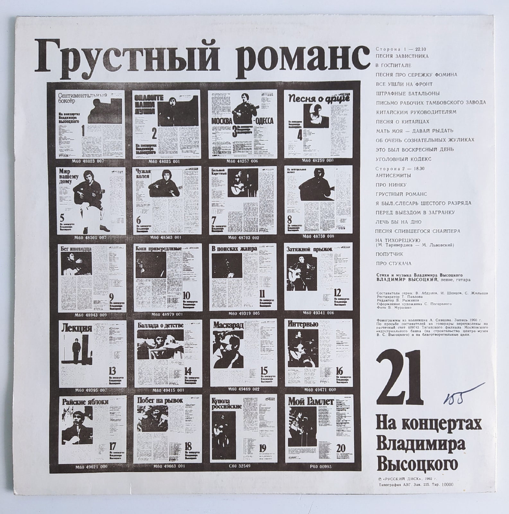 Владимир Высоцкий Грустный Романс На Концертах Владимира Высоцкого № 21
