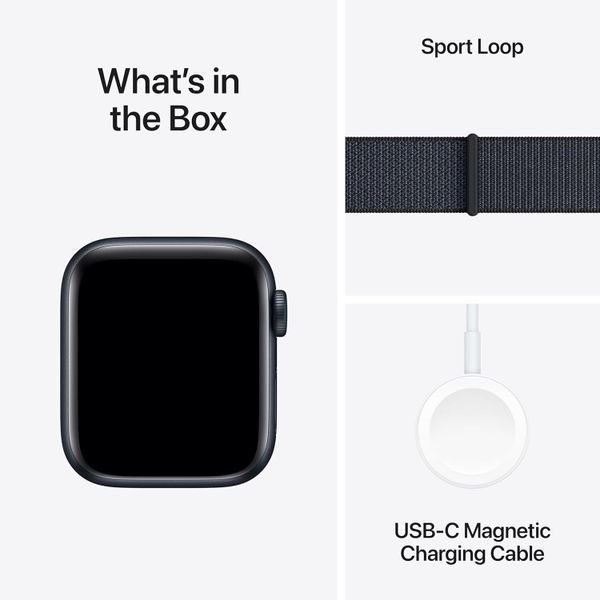 Умные часы Apple Watch SE 2024 40 мм из алюминия цвета «тёмная ночь», нейлоновый браслет темно-синего цвета