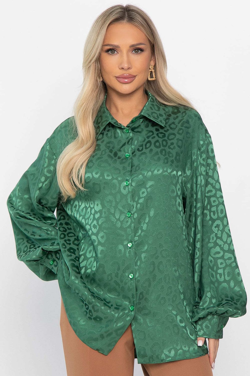 Рубашка атласная Все мысли о тебе (зеленая) Б14504-7М LT Collection