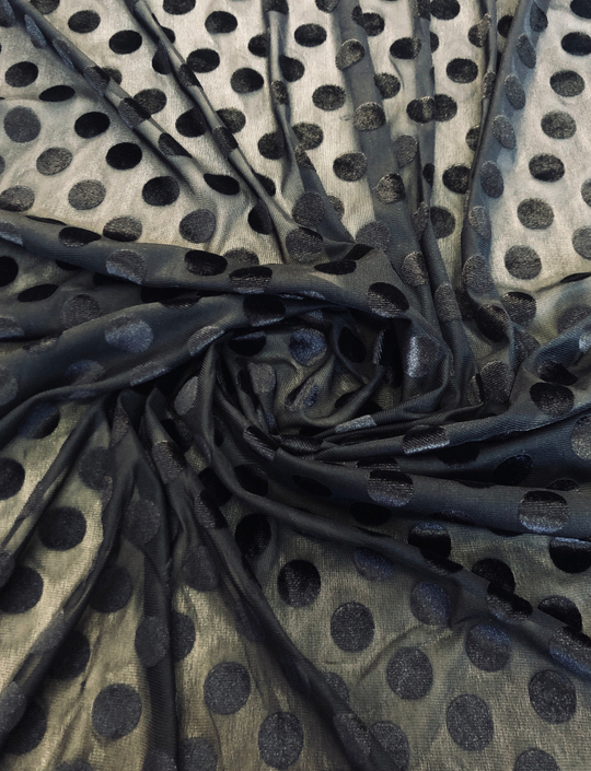 Сетка деворе горох бархат, черная JADE