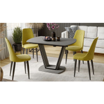 Стол кухонный обеденный раздвижной Серый Софт/Стекло Матовое Серое, Дели Тип 2, 120х80х77 см