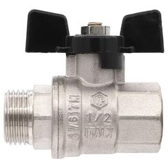 Кран VIEIR шаровый 1/2 ВВ, бабочка, никель, черный (120/12) VP220-01