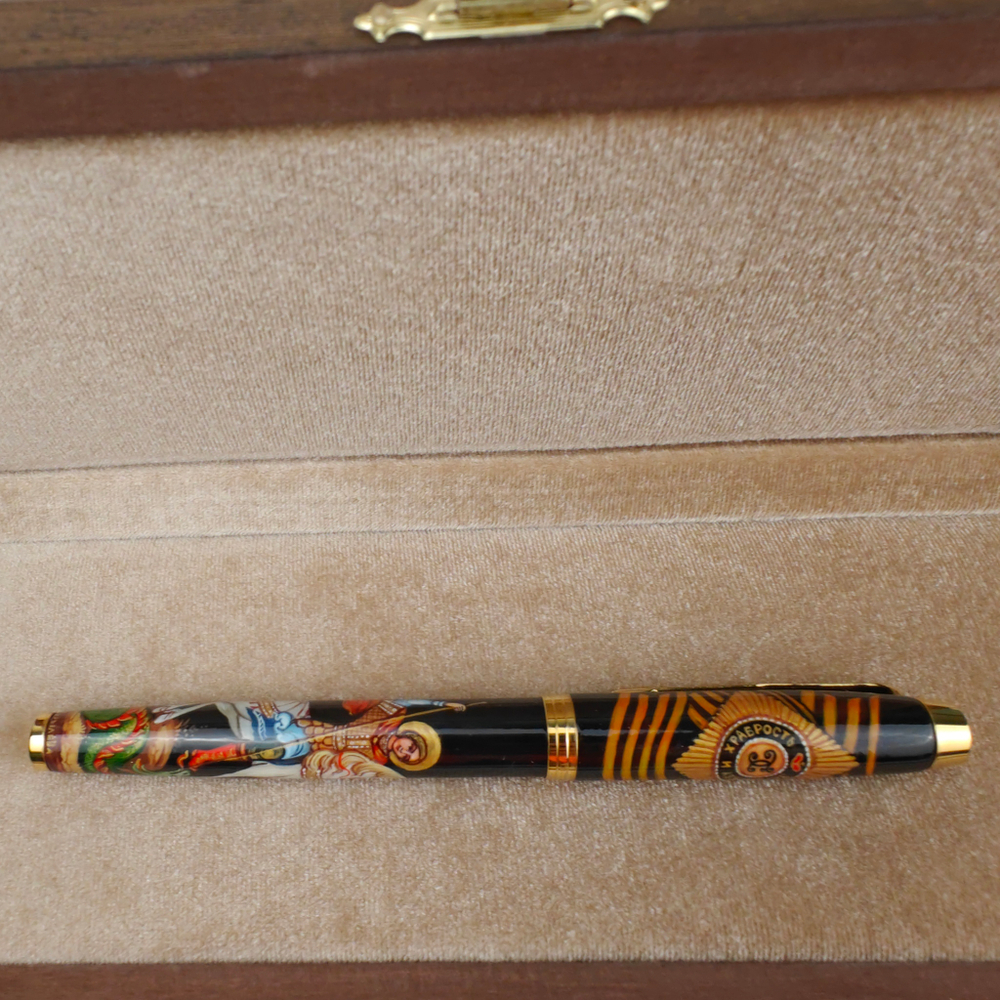 Ручка с ручной росписью Палех "Георгий Победоносец" в футляре