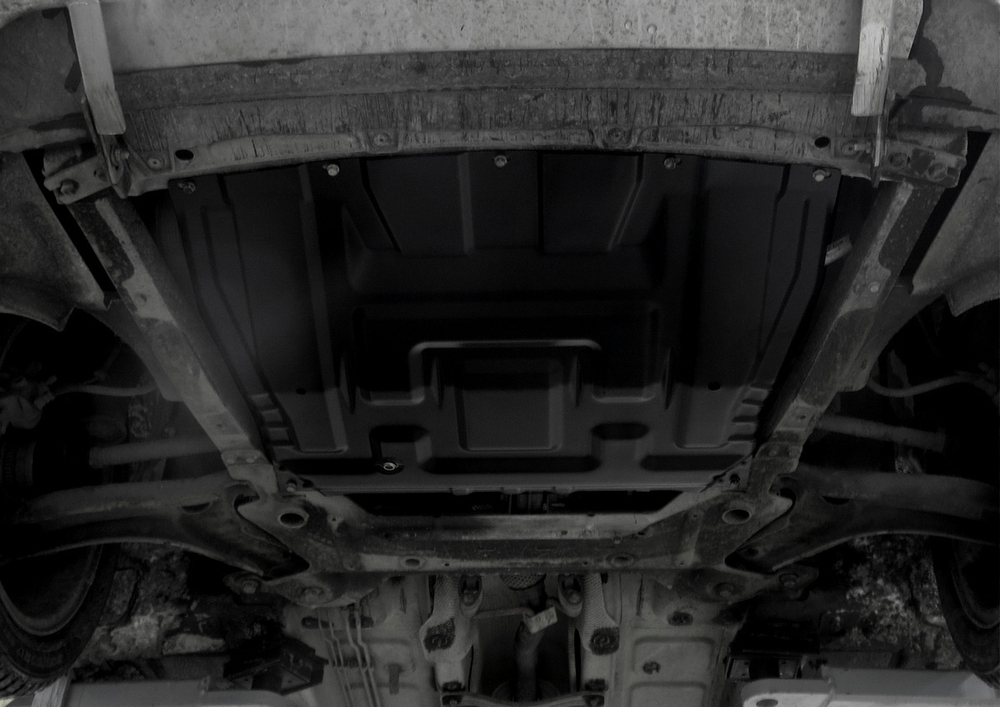Защита картера и КПП AutoMax для Lada Vesta седан, универсал (V - 1.6; 1.8) 2015-н.в./Lada Vesta Cross универсал (V - 1.6; 1.8) 2017-н.в./Lada Vesta Sport седан (V - 1.8) 2018-н.в., сталь 1.4 мм, без крепежа, штампованная, AM.6038.1