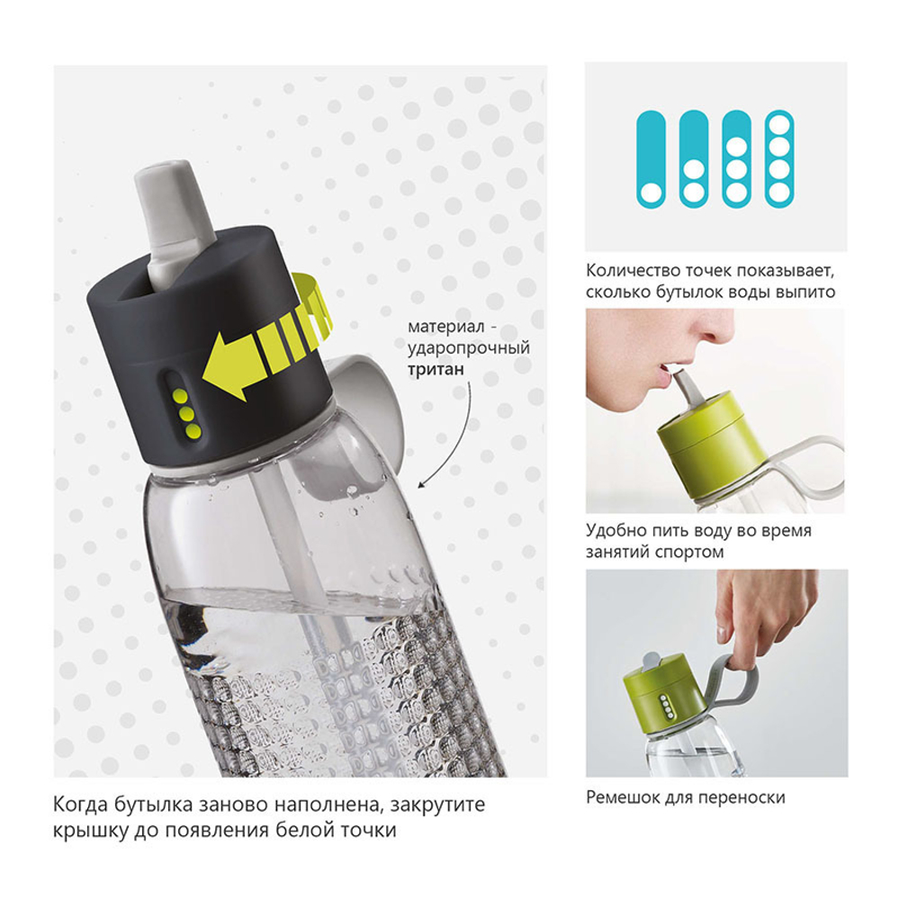 Бутылка для воды dot active 750 мл серая