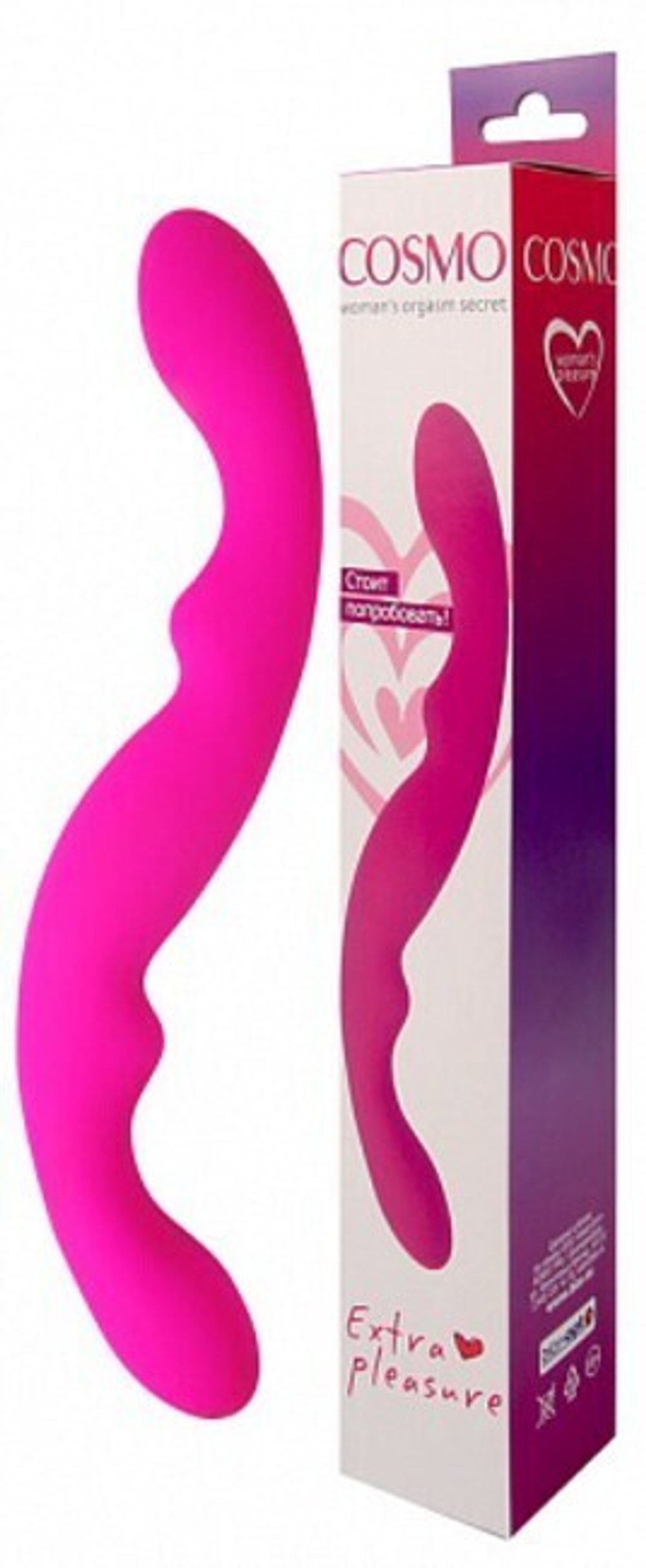 Двусторонний изогнутый стимулятор Cosmo (Цвет: фуксия)