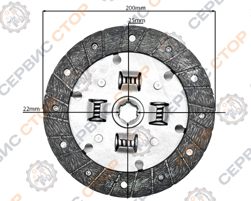 Диск сцепления 200мм 6 шлицов пружинный гаситель ХТ220