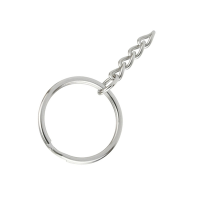 Кольцо металл для ключей и брелока с цепочкой, d 21 мм, никель