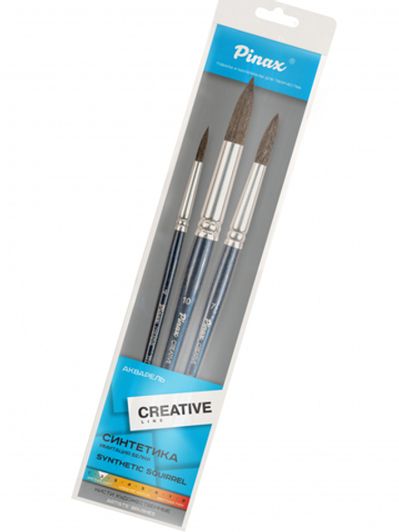Набор кистей CREATIVE синтетика 3 шт. КРУГЛЫЕ set26-3pc (имитация белки)