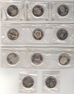 Набор новоделов СССР из 11 монет 1 рубль 1965-1986 гг в банковской запайке (Proof)