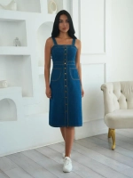 Платье сарафан джинсовый с открытыми плечами летний