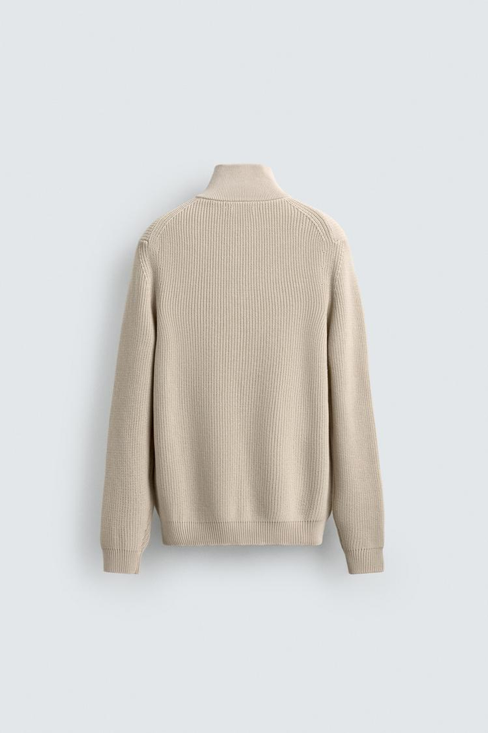 ZARA ДЖЕМПЕР ВЯЗАНЫЙ ЖЕМЧУЖНЫМ УЗОРОМ С ВОРОТНИКОМ НА МОЛНИИ, ЦВЕТ СЛОНОВОЙ КОСТИ