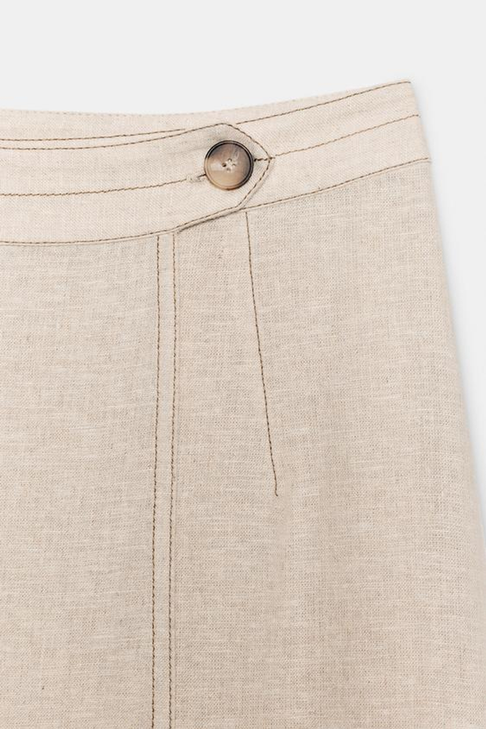 ZARA ЛЬНЯНАЯ ЮБКА НА ЗАПÁХЕ СО СТРОЧКОЙ, СВЕТЛО-БЕЖЕВЫЙ