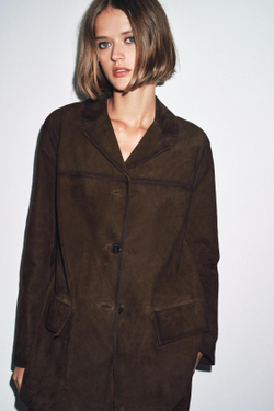 ZARA БЛЕЙЗЕР ИЗ 100% ЗАМШИ — LIMITED EDITION, ШОКОЛАДНЫЙ