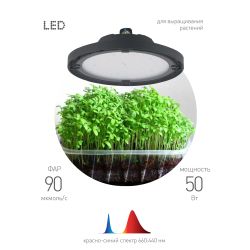 Фитопрожектор для растений светодиодный ЭРА FITO-50W-RB-LED-UFO красно-синего спектра 50 Вт IP65