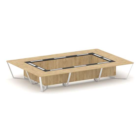 Steel Meet Стол переговорный прямоугольный KMK-PR.B.SP-20K Тиквуд Светлый/Графит Глянец/Металл Белый