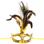 Маска «Леди Павлин» с пером, микс цветов