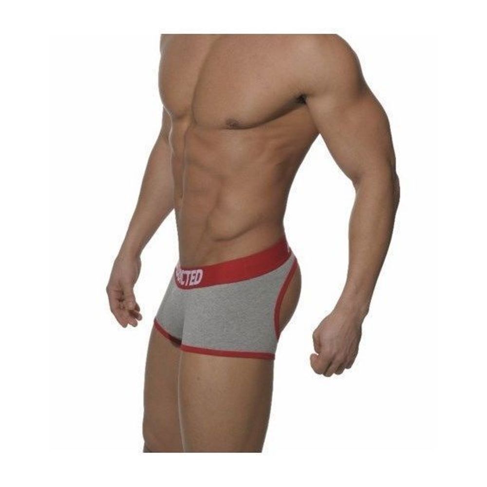 Мужские трусы джоки боксеры серые с красной резинкой Seobean Addicted
